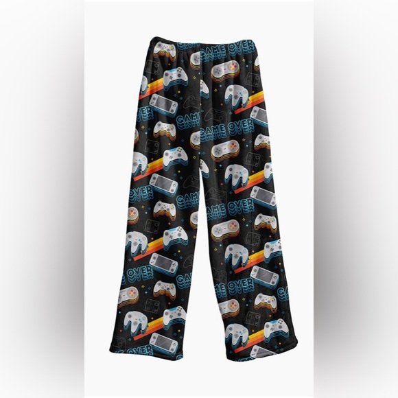 NWOT 12 10 boy girl paper store super soft PJ pajamas PANTS gamer game over med - Picture 1 of 4